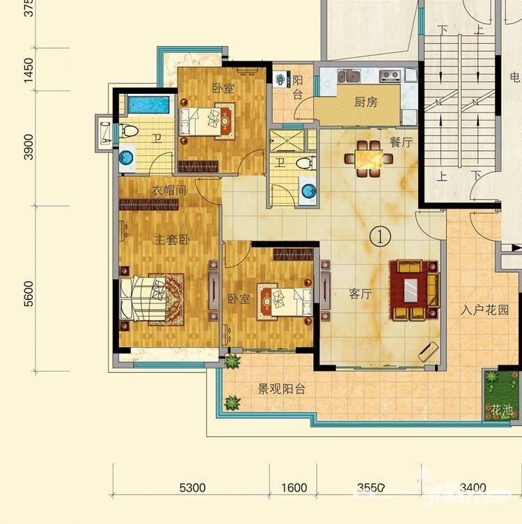 珠光流溪御景山语大街e栋01户型146平米