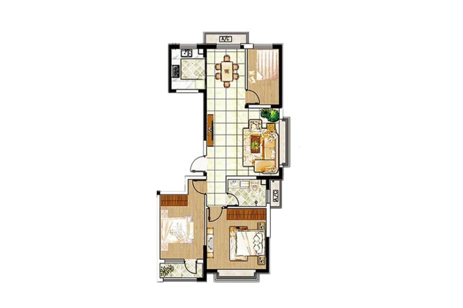 山花泰和府m户型户型图|山花泰和府3房2厅2卫户型图