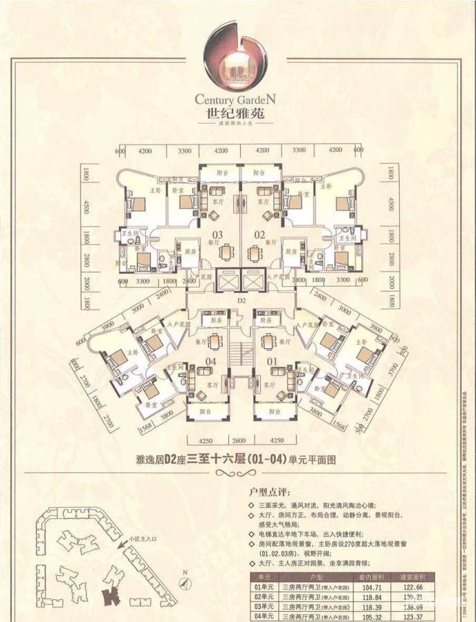 世纪雅苑世纪雅苑户型图 d2座三至十六层(01-04单元)122-139㎡