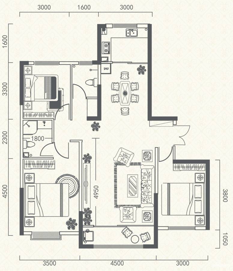 银川御景湖城g2户型图_首付金额_3室2厅2卫_128.8平米 吉屋网