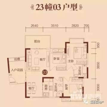 (待售)蓬江玉圭园3房户型户型图