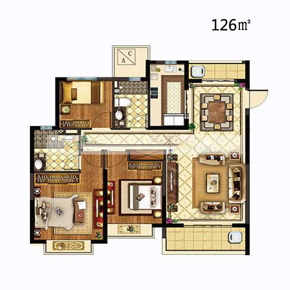 恒大珺睿府3室2厅2卫户型图|恒大珺睿府3房2厅2卫户型