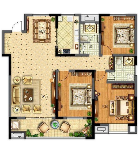 芜湖南苑华府e户型户型图_首付金额_3室2厅2卫_138.0平米 吉屋网