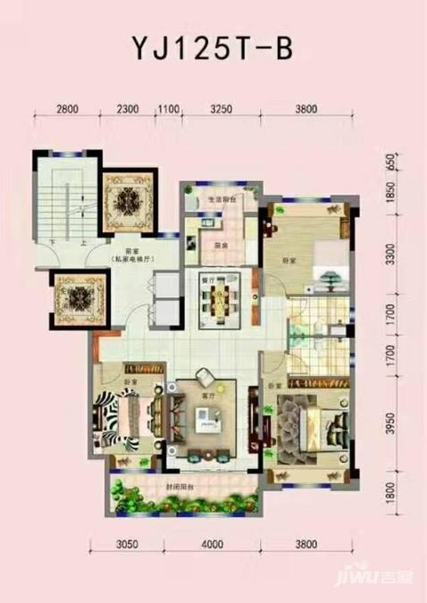 碧桂园紫龙府3室2厅2卫125平米户型图