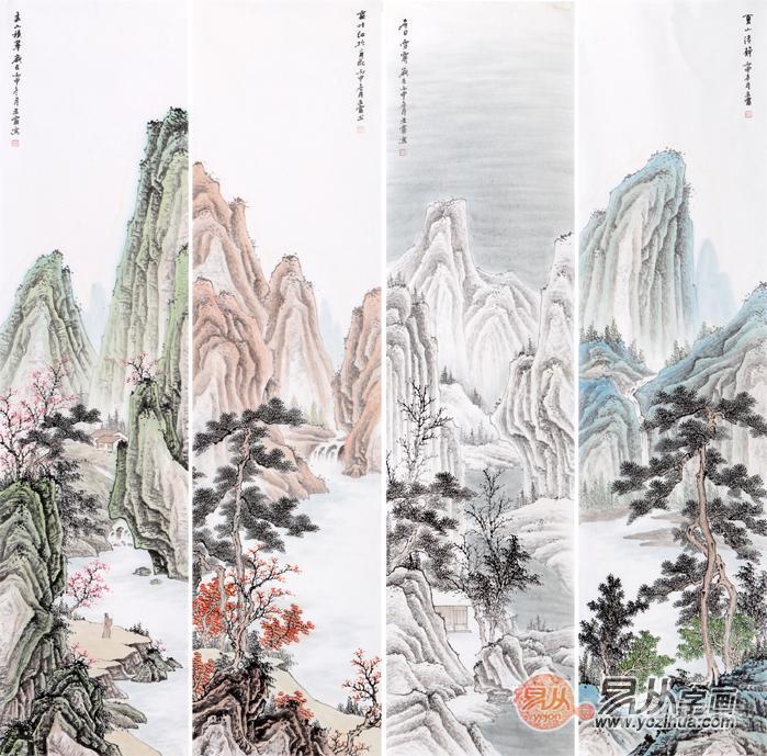 求解:买了幅春夏秋冬的四条屏,怎么挂好看