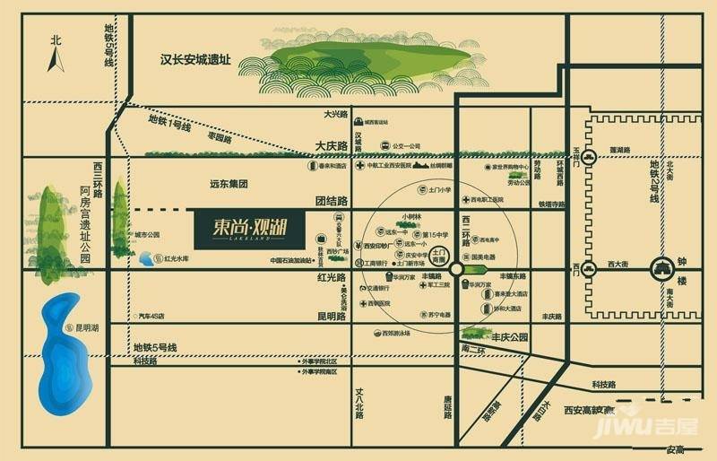 东尚观湖位置交通图图片