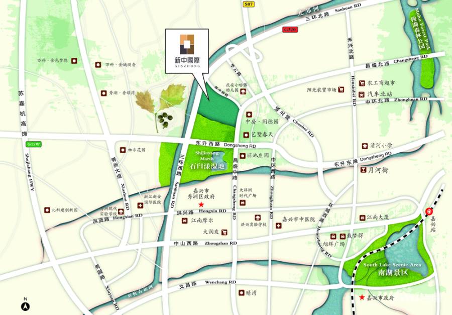 新中国际位置交通图