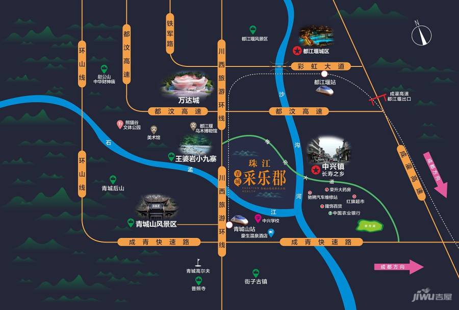 珠江采乐郡位置交通图图片