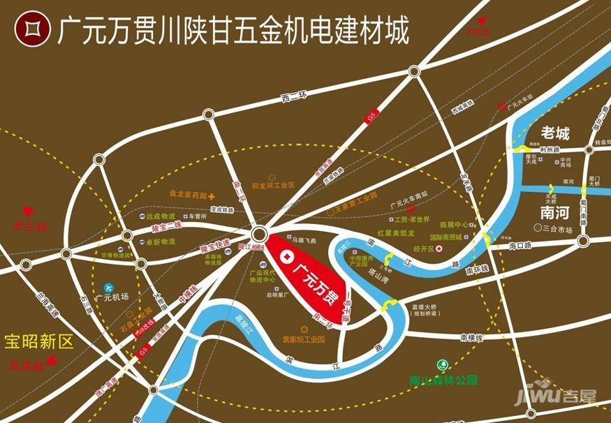 广元万贯五金机电建材城位置交通图