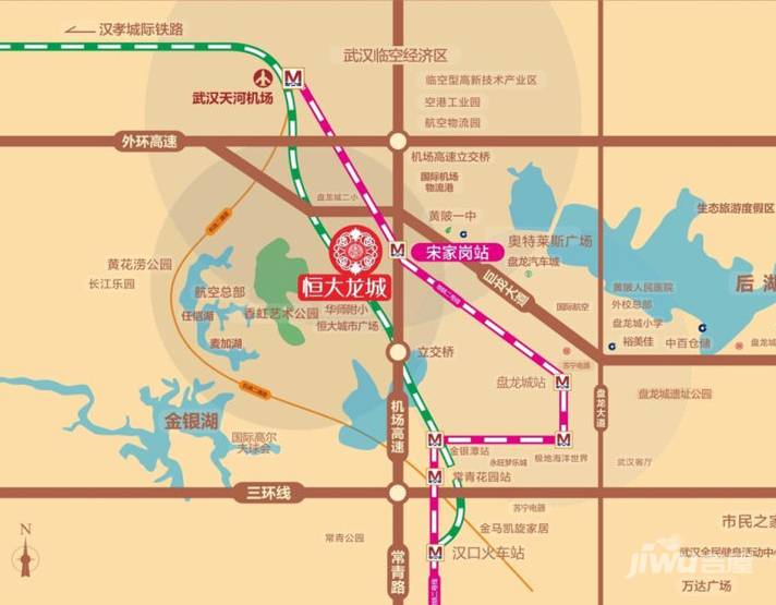 武汉恒大龙城位置交通图1
