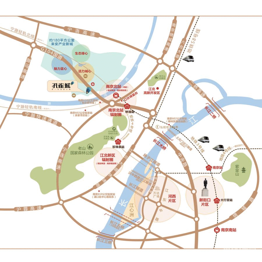 新江北孔雀城位置交通图