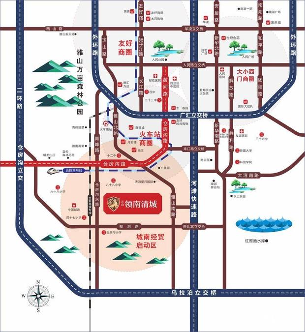 天山领南清城位置交通图