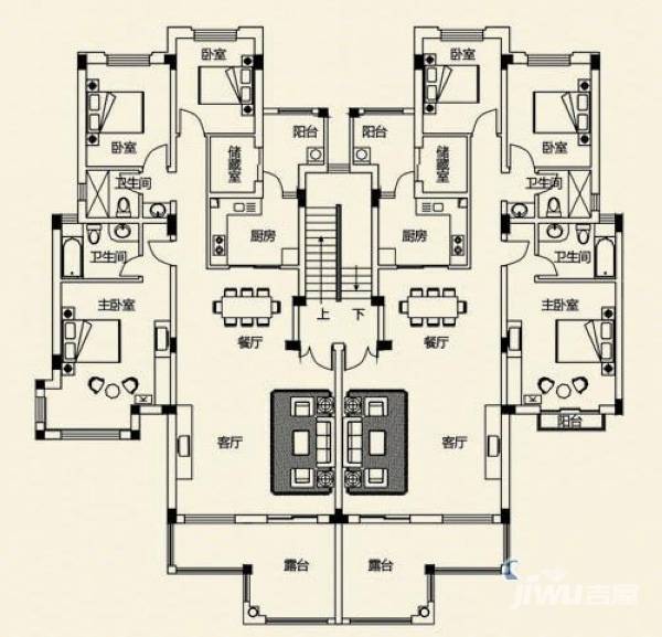 卓越蔚蓝海岸3室2厅2卫户型图