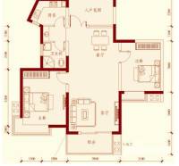 湘江世纪城2室2厅1卫95.8㎡户型图