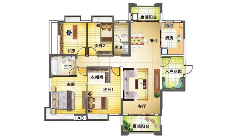 高信向日葵4室2厅2卫148㎡户型图