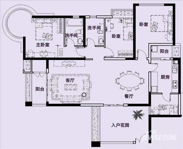 极目楚天4室2厅2卫146.2㎡户型图