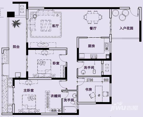 极目楚天3室2厅2卫143.9㎡户型图