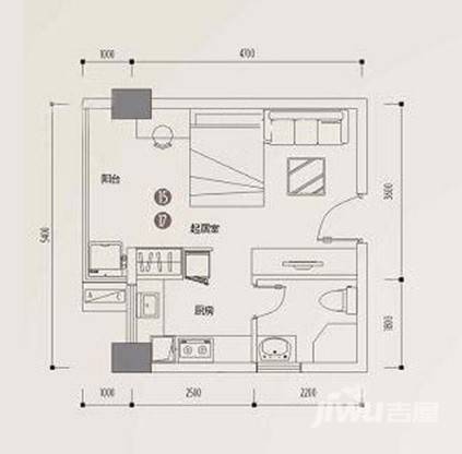 印象天心1室0厅1卫36.1㎡户型图