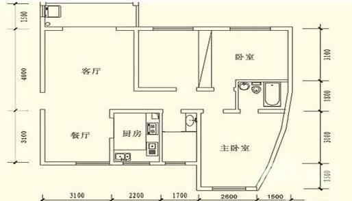 锦璨家园2室2厅1卫117.5㎡户型图