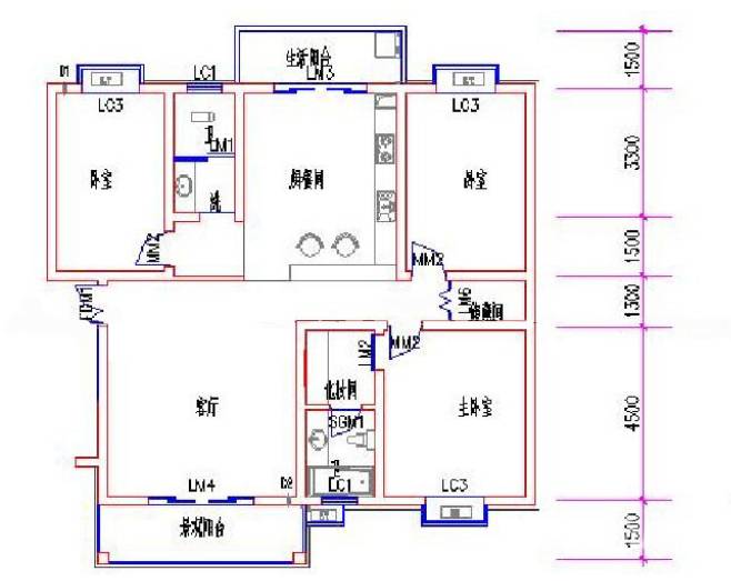 江山帝景3室2厅2卫140.8㎡户型图