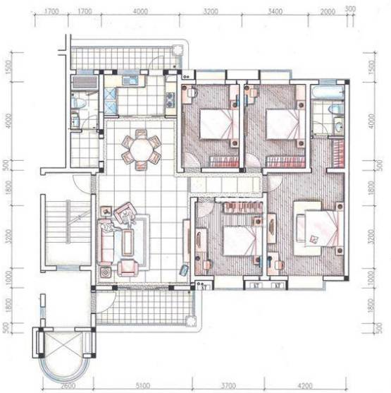 江山帝景4室2厅2卫170㎡户型图