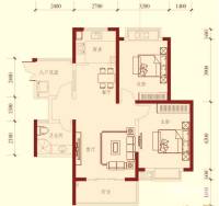 湘江世纪城2室2厅1卫88㎡户型图