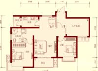 湘江世纪城2室2厅1卫84㎡户型图