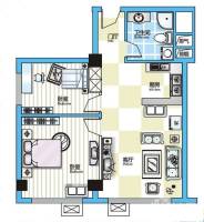 沙发公寓2室1厅1卫84.8㎡户型图