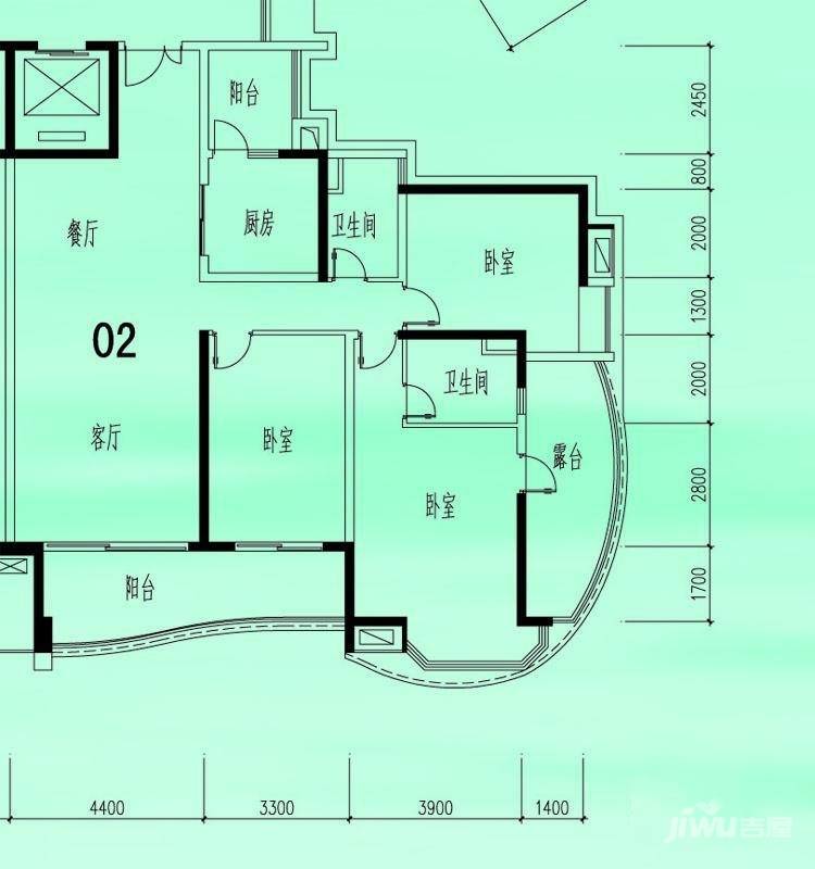 中海金沙湾3室2厅2卫153.7㎡户型图