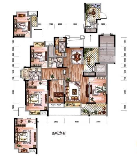 德意空港国际4室2厅2卫139.9㎡户型图