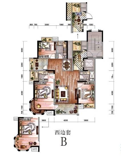 德意空港国际3室2厅1卫118.4㎡户型图