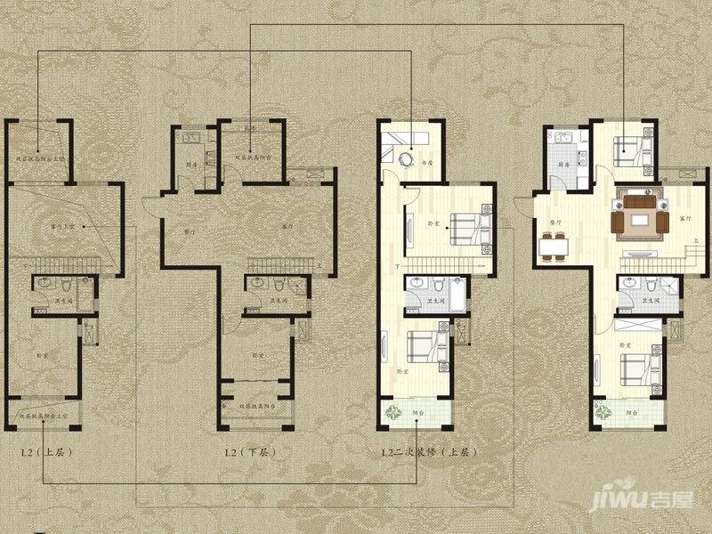 高运学林尚苑2室2厅2卫110㎡户型图