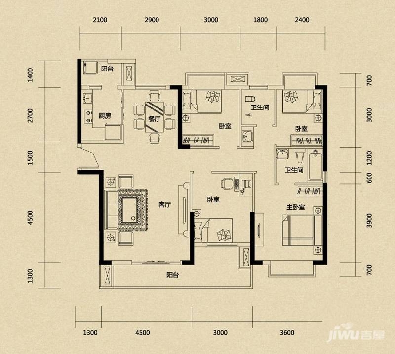 城南故事4室2厅2卫133㎡户型图