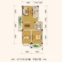 西城时代家园2室2厅1卫88.7㎡户型图