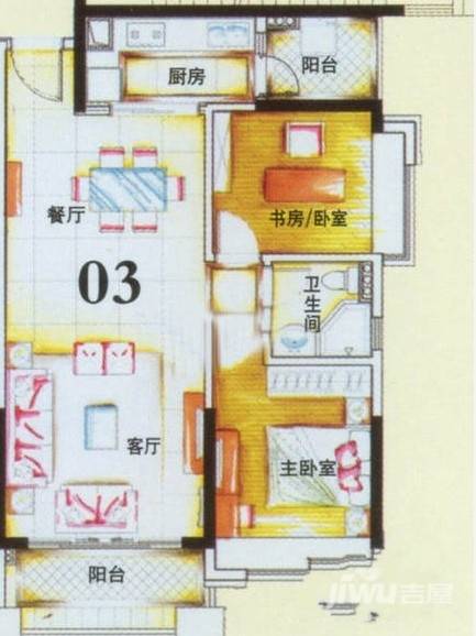 锦绣半岛2室2厅1卫86.7㎡户型图