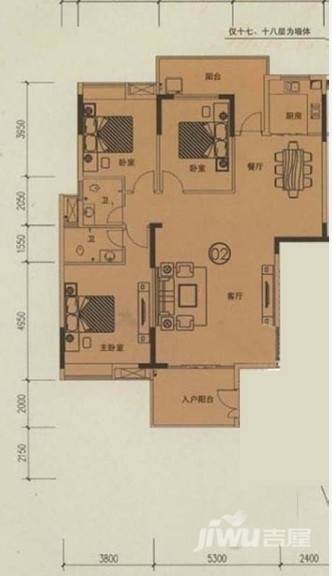 荔城花园3室2厅2卫143㎡户型图