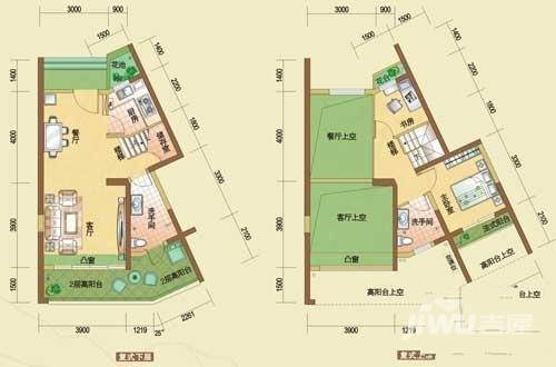 振业峦山谷2室2厅2卫85㎡户型图