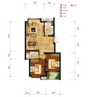 金日紫爵公寓2室2廳1衛89.9㎡戶型圖