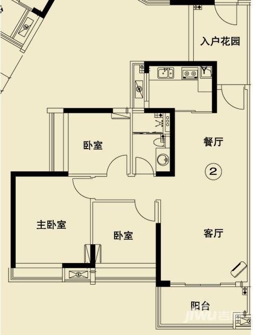 保利西海岸江岸花园3室2厅1卫97.6㎡户型图