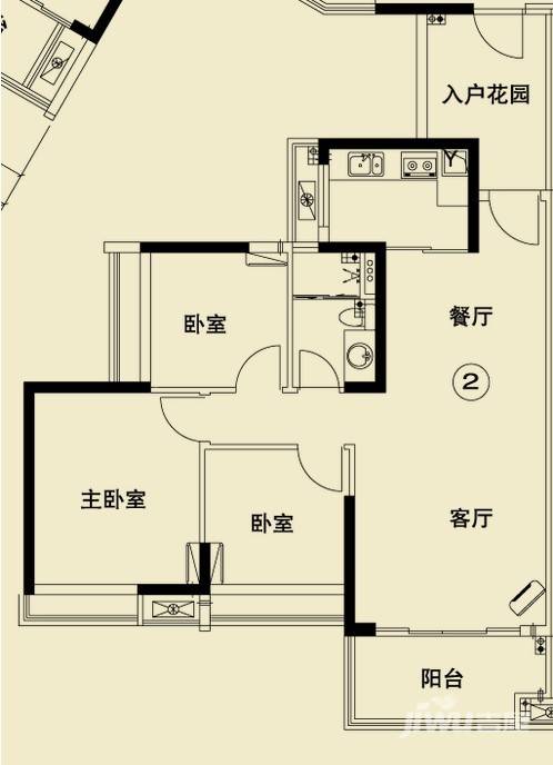 保利西海岸江岸花园3室2厅1卫97.6㎡户型图