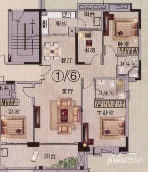 富力金港城4室2厅2卫143㎡户型图