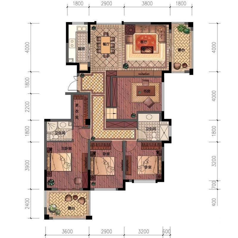 赞成香颂3室2厅2卫120㎡户型图