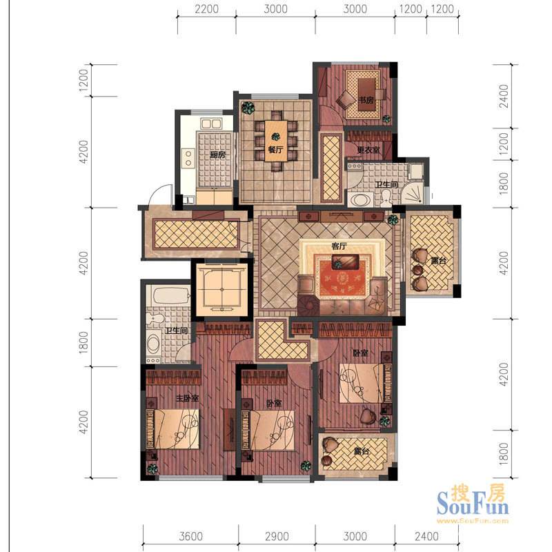 赞成香颂4室2厅2卫138㎡户型图