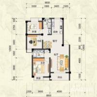 西墅锦园3室2厅2卫100㎡户型图