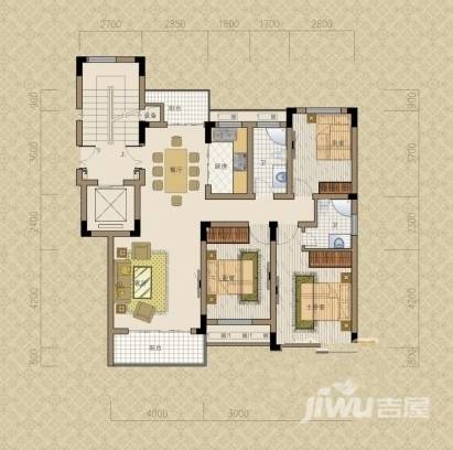 西墅锦园3室2厅2卫108㎡户型图