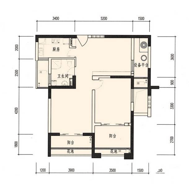 绿都湖滨花园3室2厅1卫89㎡户型图