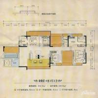 华海澜湾3室2厅2卫99㎡户型图