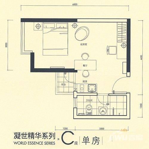 御河堤1室0厅1卫38㎡户型图