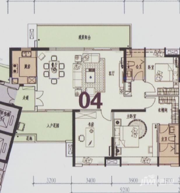 时代南湾4室2厅2卫147.5㎡户型图