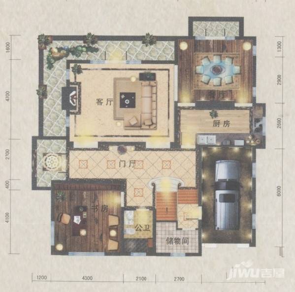 南沙奥园2室2厅1卫150㎡户型图